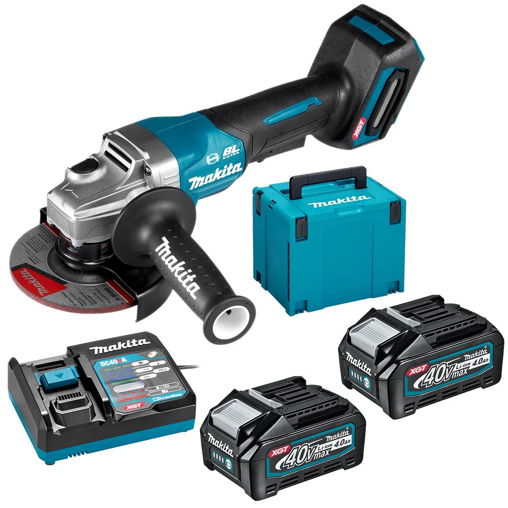 Makita GA013GM202 40V Max 4.0Ah Li-ion XGT Cordless Brushless 125mm (5") Paddle Switch Angle Grinder Combo Kit