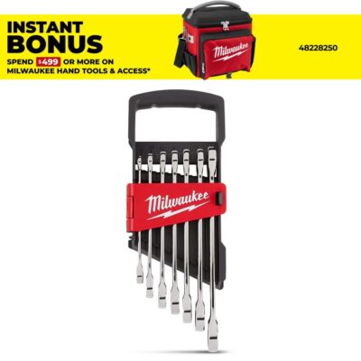 Milwaukee 48229506 7pce Metric Ratcheting Combination Wrench Set