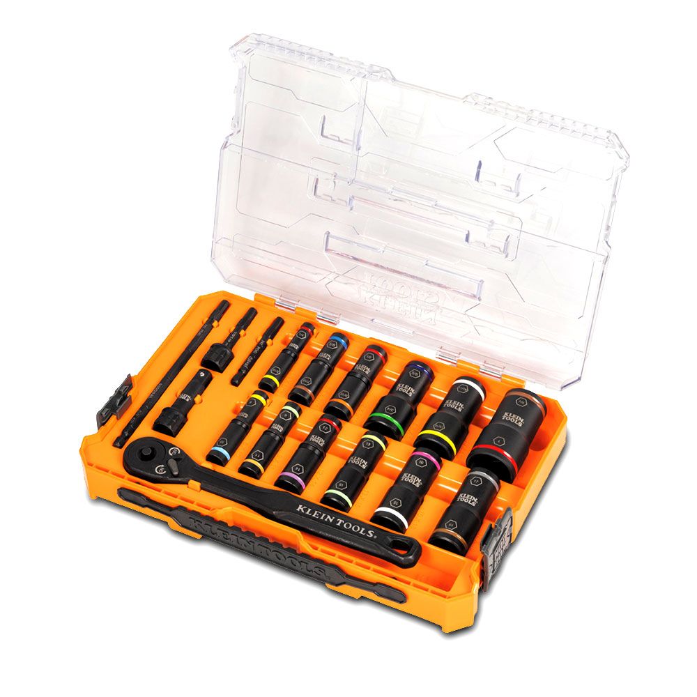 Klein A-65626 18pce KNECT™ Flip-24 Deep-Well, Heavy-Duty Impact Metric / SAE Socket Set