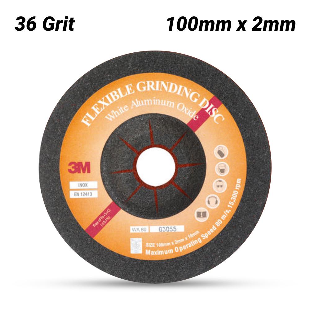 3M 7012877798 (XB002005527) 100mm x 2mmm 36 Grit White Aluminium Flexible Grinding Disc