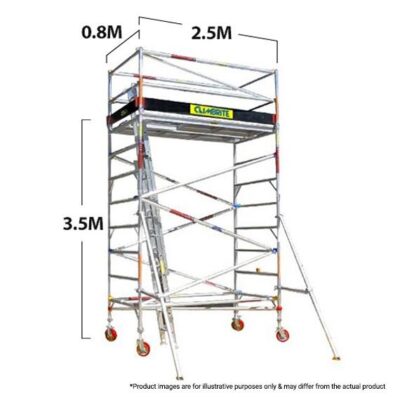 Climbrite CLI35S 2.5m x 0.8m x 3.5m Single Width Aluminium Mobile Scaffold