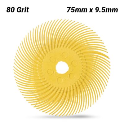 3M 7000000771 (61500176070) 75mm x 9.5mm Scotch-Brite 80 Grit Curved Radial Bristle Disc