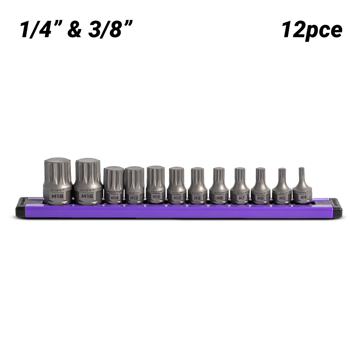 GRIPEDGE DDTS12S 12pce 1/4" & 3/8" Drive Low Profile Triple Square Dual Action Driver Set