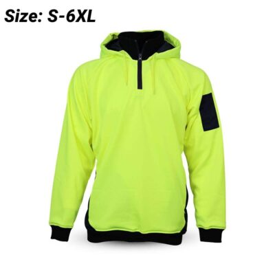 Workit Workwear 3012YN 2-Tone Yellow/Navy Hi-Vis 1/4 Zip Tech Fleece Hoodie