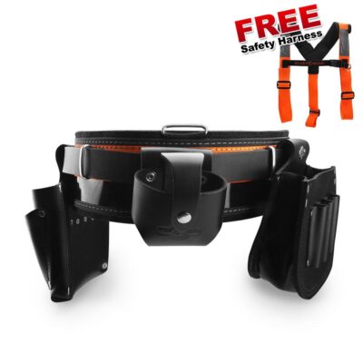 Bluetongue BLU4158-E 36" Black Leather Heavy Duty Tool Belt With Back Support Electrician Kit