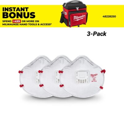 Milwaukee 48734012 3-Pack N95 Disposable Valved Respirators