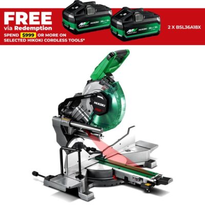 HiKOKI C3610DRA(H4Z) 36V Li-Ion Cordless Brushless MultiVolt 255mm (10") Mitre Saw - Skin Only