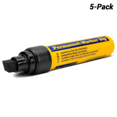 Bleispitz 1324-5 5-Pack Quick Dry 4-12mm Large Wedge Tip Black Permanent Markers - MADE IN GERMANY