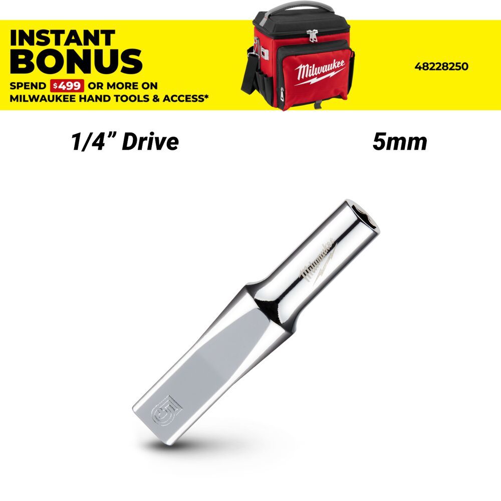 Milwaukee 45349042 1/4’’ Drive 5mm Metric 6-Point Deep Socket