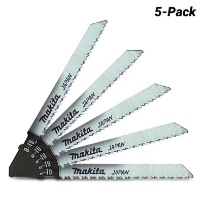 Makita A-85715 65mm x 12TPI Jigsaw Blade Bayonet B-19 for Cutting Wood & PVC - 5 Pack