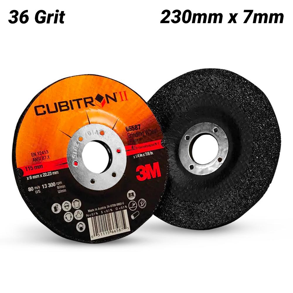 3M XC991187961 230mm x 7mm x 22mm Cubitron II 36 Grit Depressed Centre Grinding Wheel