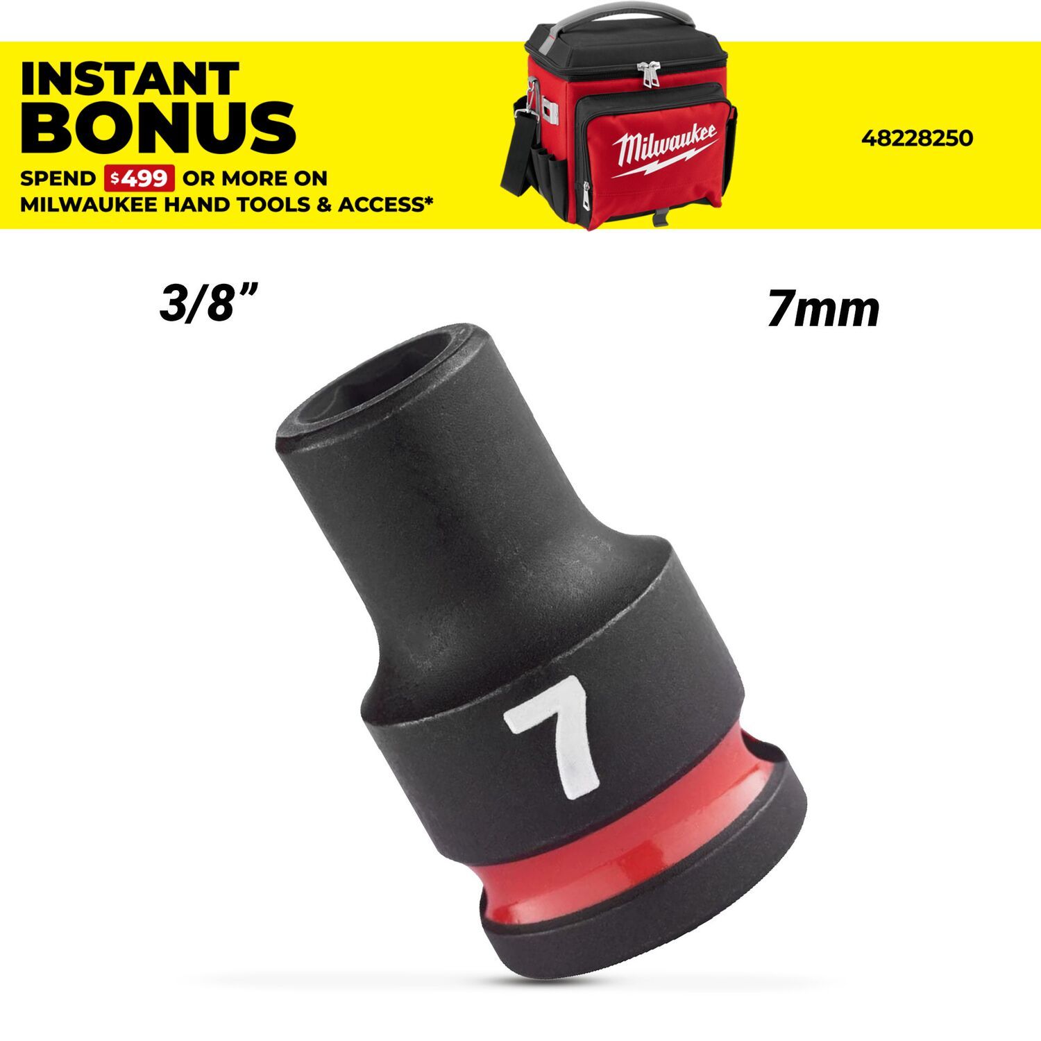 Milwaukee 49666131 3/8" Drive 7mm SHOCKWAVE Standard 6 Point Impact Socket
