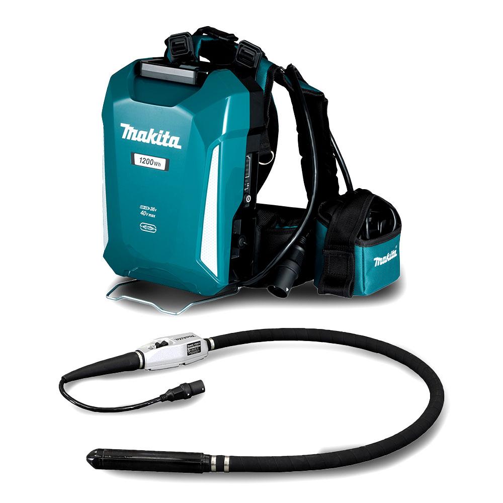 Makita VR001CX3 40V Max Direct Connect 43mm x 1500mm Concrete Vibrator with 33.5Ah Portable Power Supply