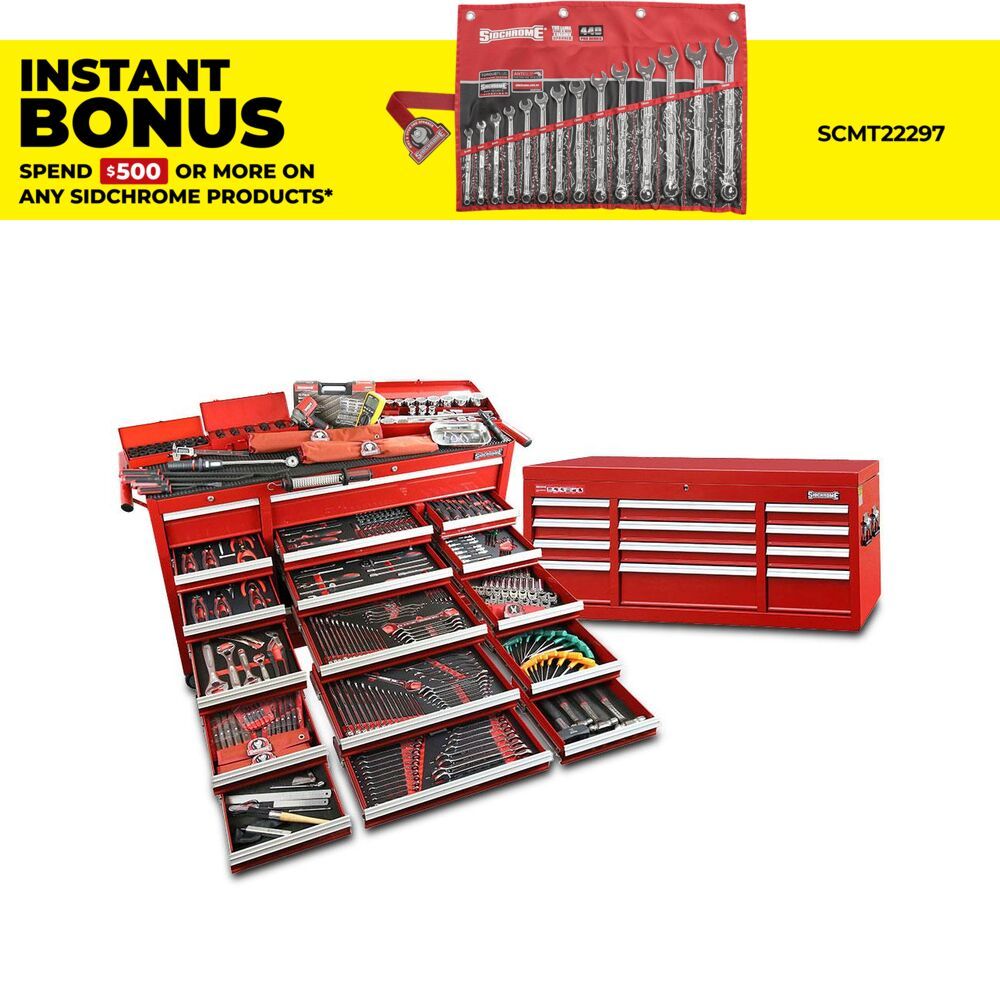 Sidchrome SCMT11100 613pce Metric & AF 20 Drawer Tool Kit Triple Bank & 12 Drawer Top Chest