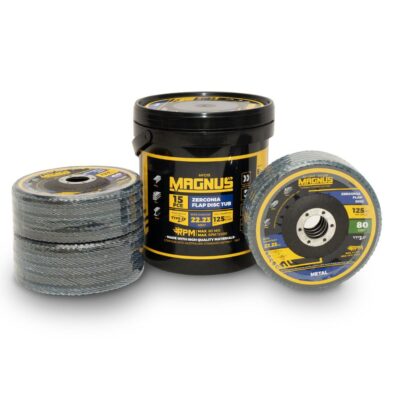 MAGNUS MFD15 15Pk 125mm Mixed Flap Disc Zirconia Tub 40, 60, 80 Grit