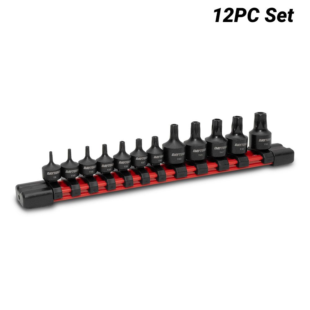 Daytona DST1438 12pce 1/4" & 3/8" Impact Stubby Tamperproof Torx Bit Set