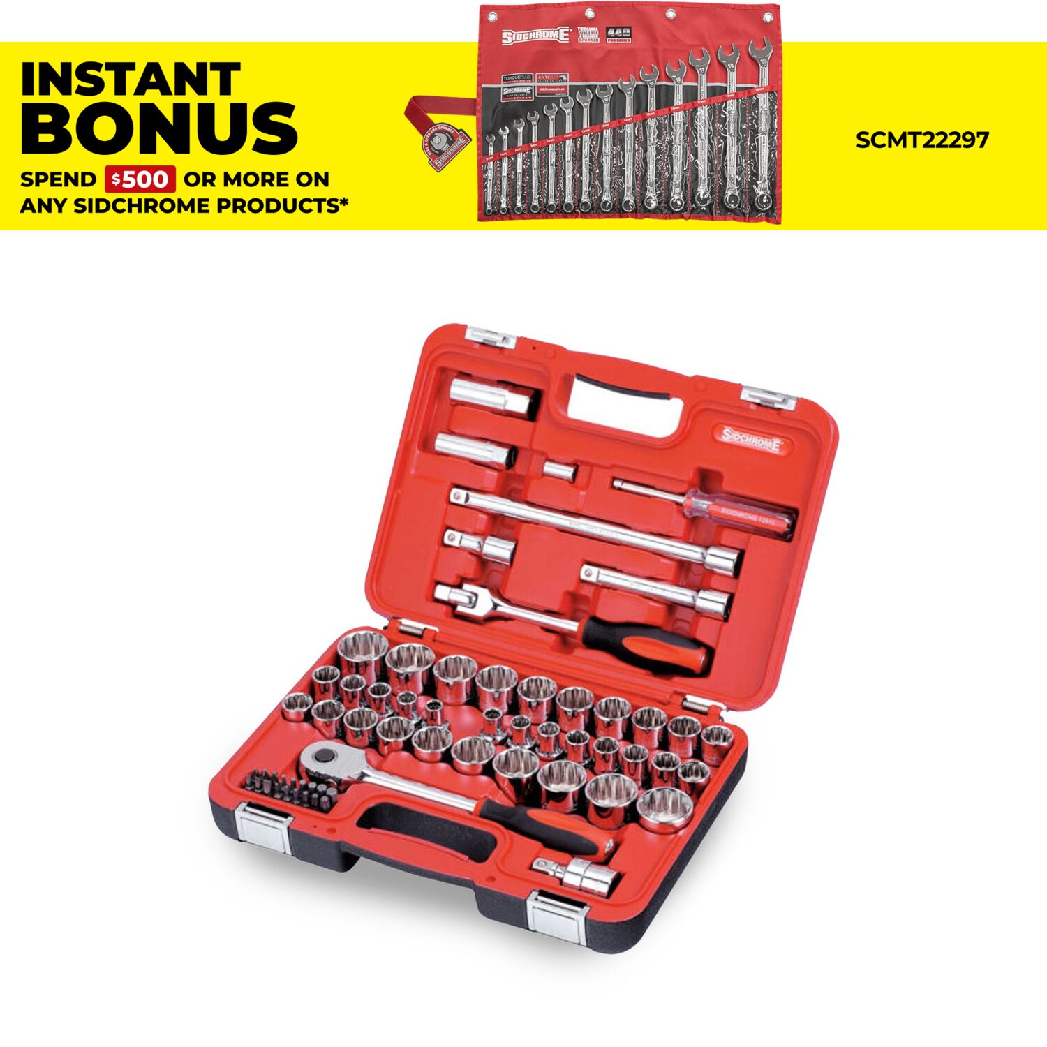 Sidchrome SCMT10801 61pce 1/2" Drive Metric & AF Socket Set