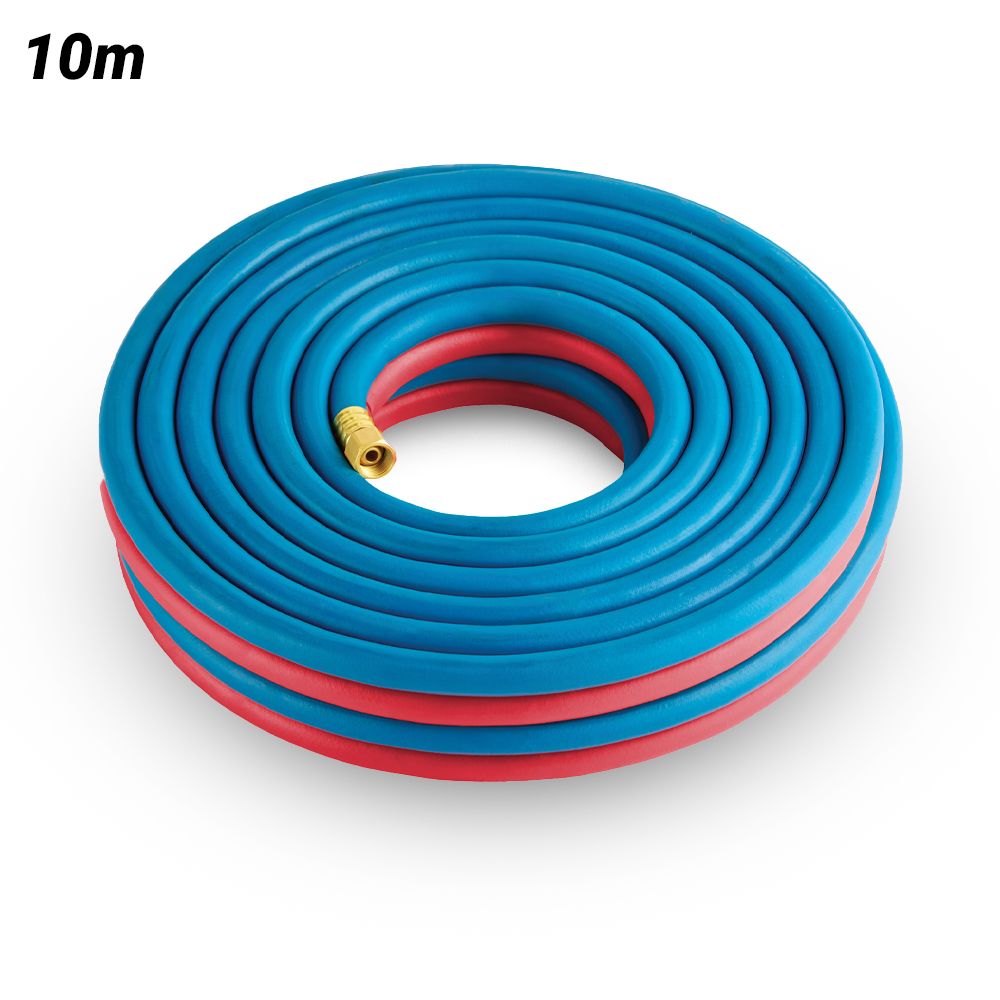 Cigweld 208905 10mm x 10m 5/8"-18 UNF RH + LH Both Ends BlueJet RBX Fitted Gas Hose Oxy/Acet