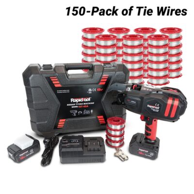 RAPIDTOOL TWG-150A 18V 4.0Ah Li-ion Cordless Brushless Rebar Tying Machine Combo Kit with 150-Pack Galvanised Steel Tie Wire