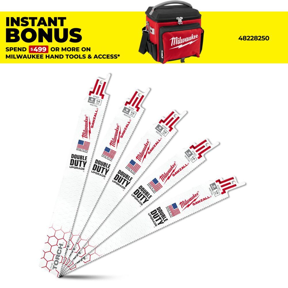Milwaukee 48475787 (48005787) The Torch™ SAWZALL® 230mm 14 TPI Reciprocating Saw Blades - 5 Pack