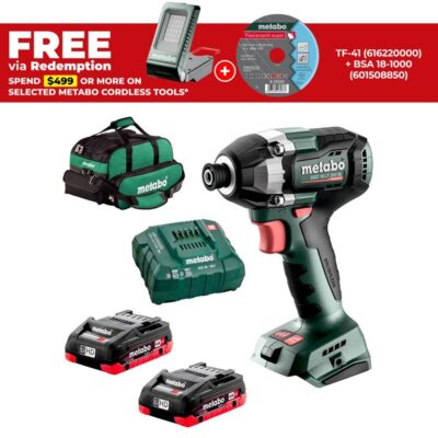 Metabo SSD 18 LT 200 BL SB 4.0K (AU60239700) 18V 4.0Ah Li-ion Cordless Brushless 200Nm Impact Driver Combo Kit