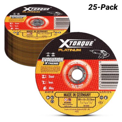 Xtorque XPI180D-25 Platinum 25-Pack 180mm (7") 1.6mm Platinum Inox Cutting Disc - MADE IN GERMANY