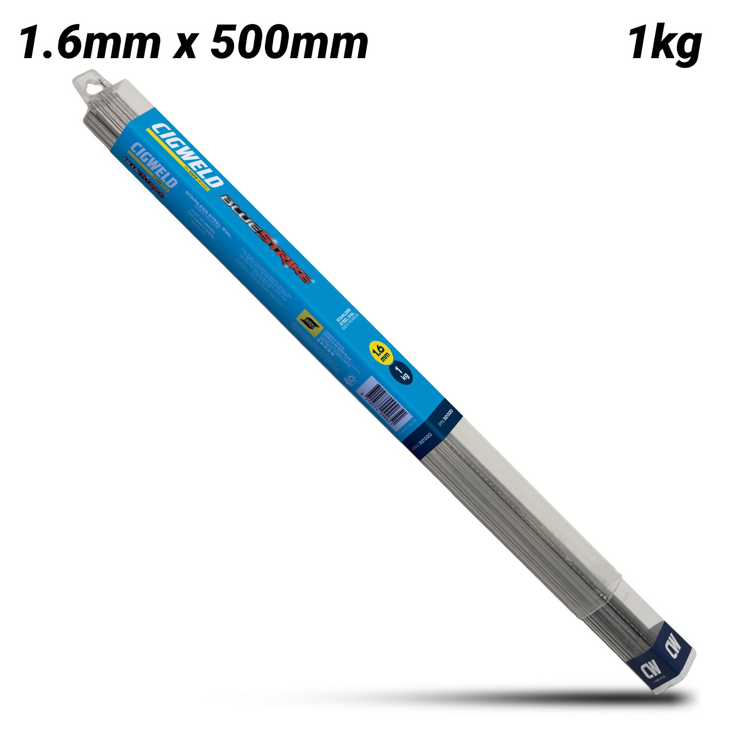 Cigweld 321320 1.6mm x 500mm BlueStrike 316L (ER316L) Tig Rods - 1kg