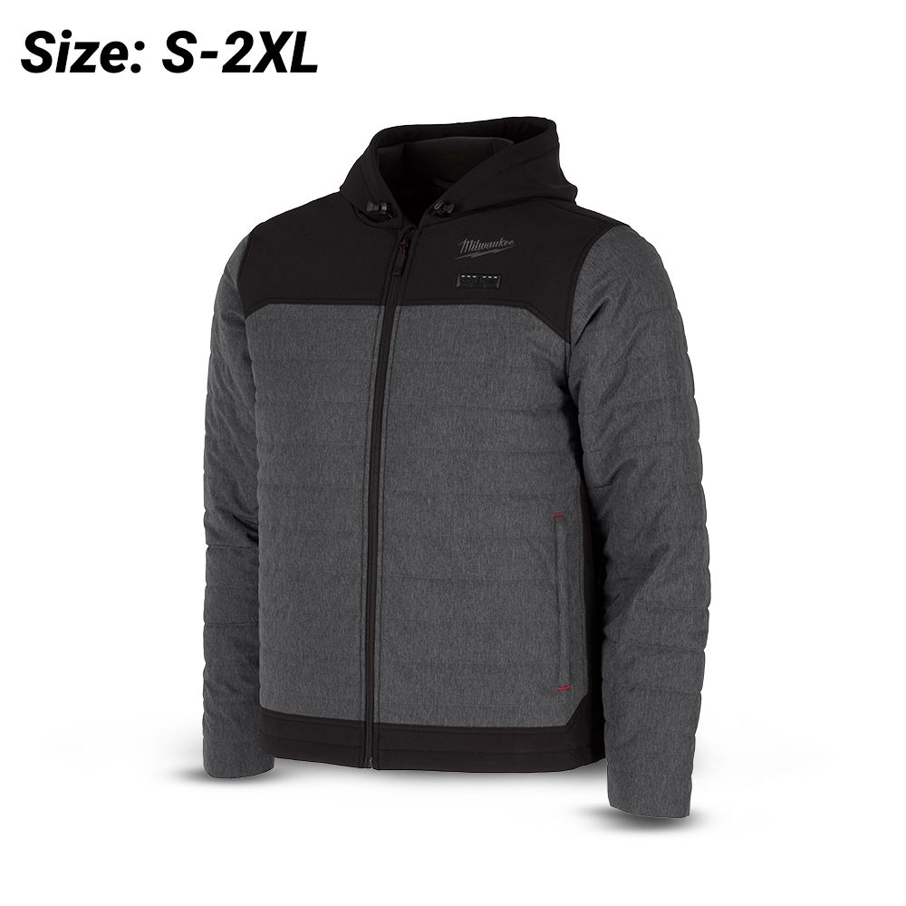 Milwaukee M12AHJGRY0 12V Li-ion Cordless AXIS™ Grey Heated Jacket (S-2XL) - Skin Only