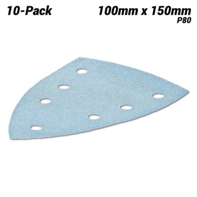 Festool STF DELTA/7 P80 GR/10x (497132) 10-Pack 100mm x 150mm 7 Hole P80 Grit Granat Abrasive Delta Sheets