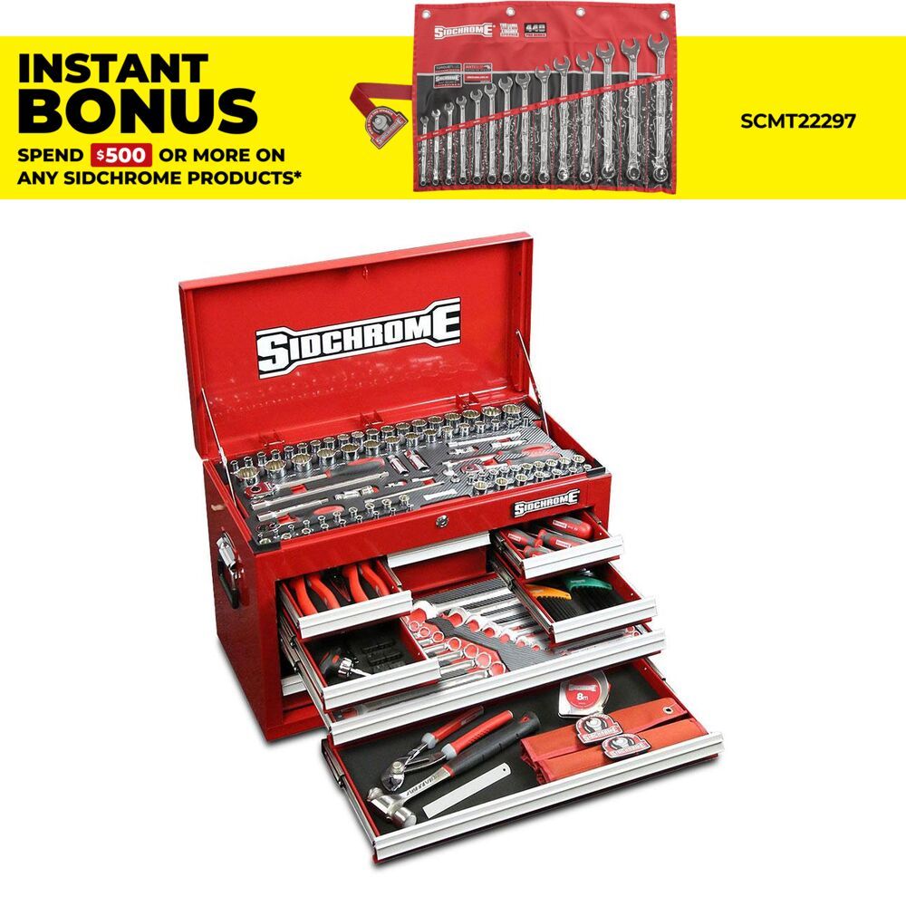 Sidchrome SCMT11702 176pce Metric & AF 8 Drawer Tool Kit Top Chest