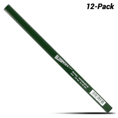 Bleispitz 0334 12-Pack 10H 240mm Flat Oval Green Carpenter Pencils - MADE IN EUROPE