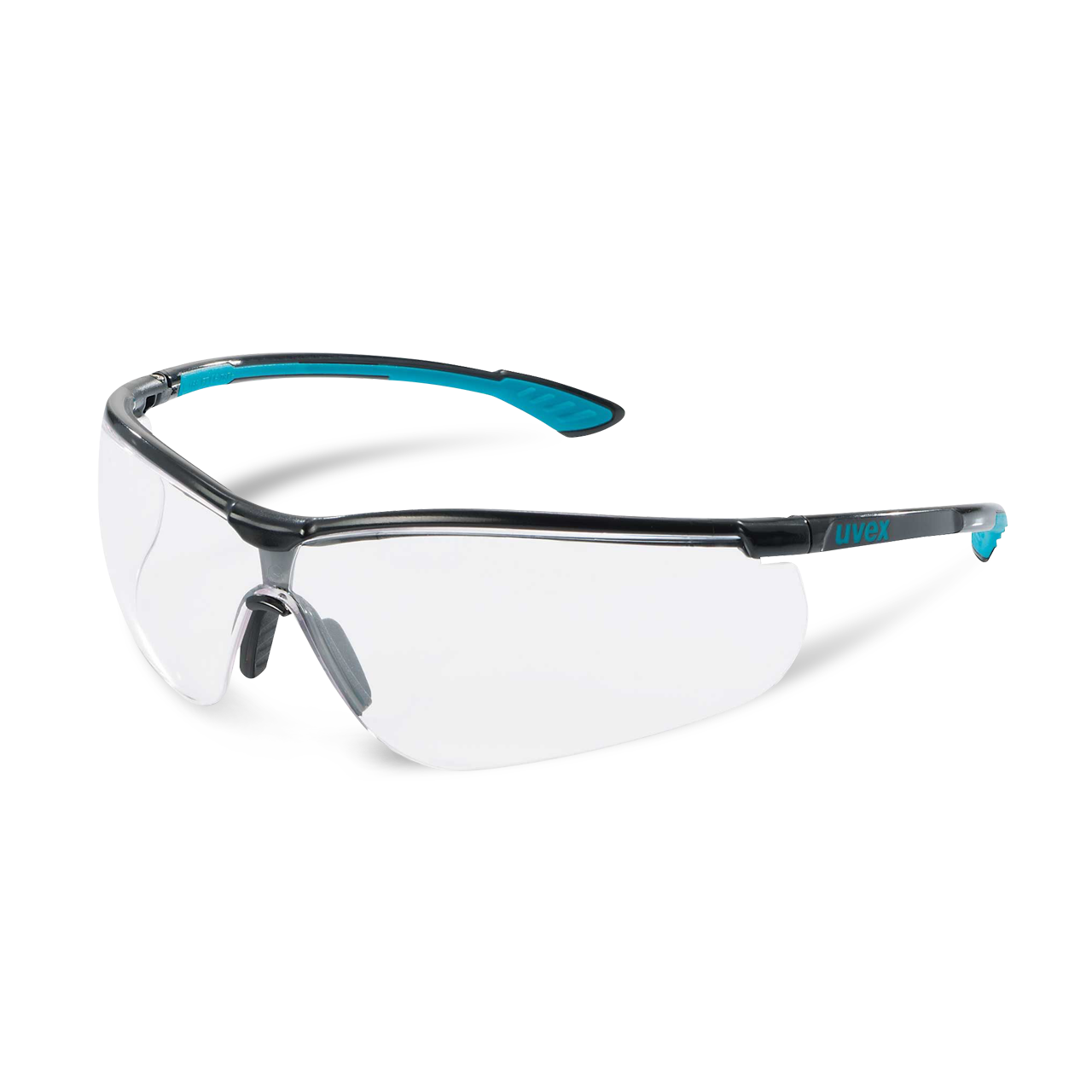 Uvex 9193-075 Protective Eyewear Sportstyle Black/Blue Frame Clear Lens HC3000 Glasses