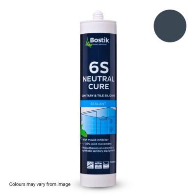 Bostik 30608431 300ml 6S Neutral Cure Sanitary & Tile Silicone Sealant - Charcoal