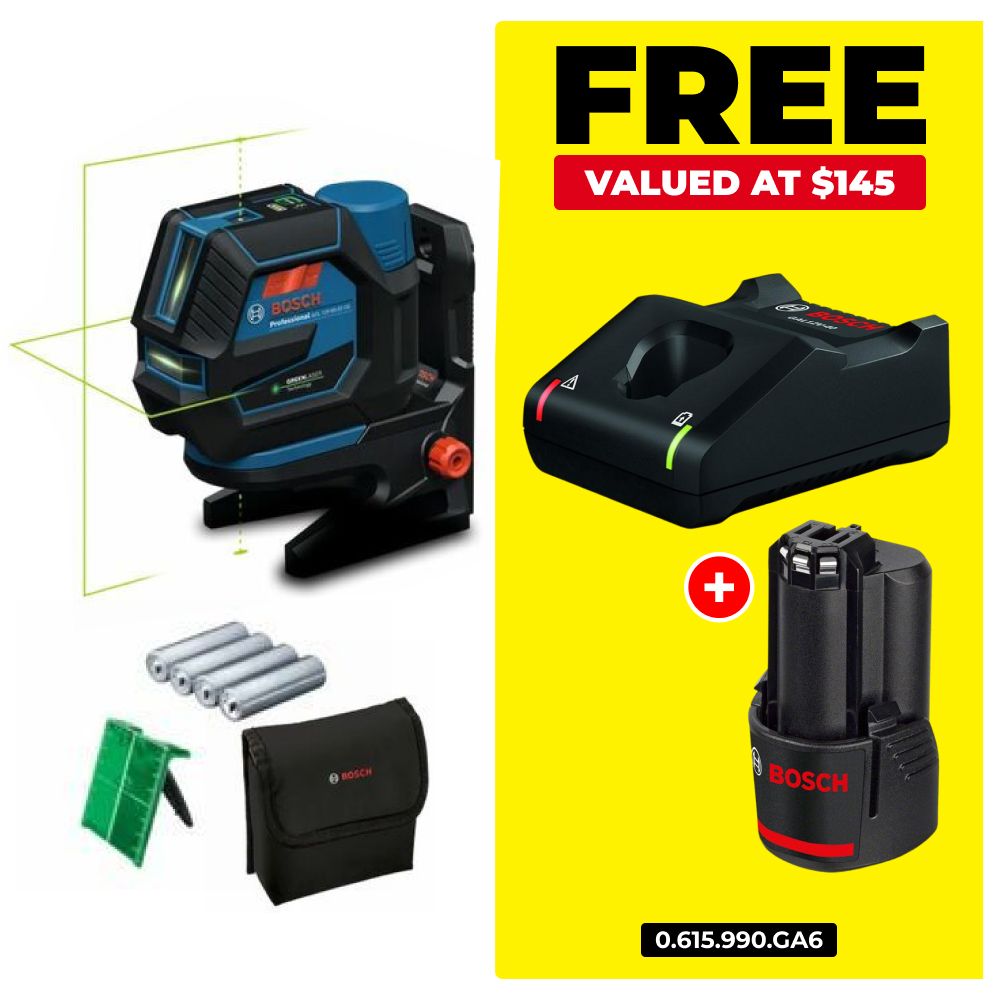 Bosch PRO GCL 12V-50-22 CG (0.601.066.S00) 12V Li-ion Cordless Green Beam 2 Line Laser Combo Kit