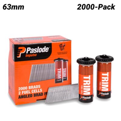 Paslode B20765 2000-Pack 63mm 16 Gauge Zinc Plated Angled Brad Nails with Fuel