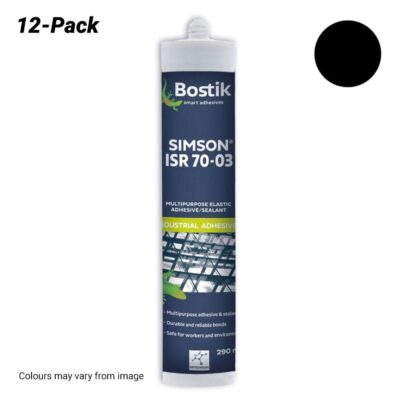 Bostik 3013217112PK 12-Pack 290ml Simson ISR 70-03 Elastic Adhesive/ Sealant Cartridge - Black