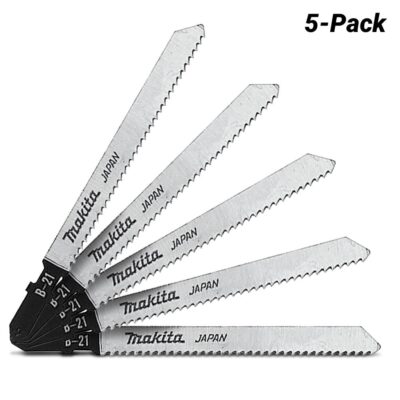 Makita A-85721 5-Pack 73mm x 12TPI HSS Jigsaw Blade Bayonet B-21 for Cutting Aluminium & PVC