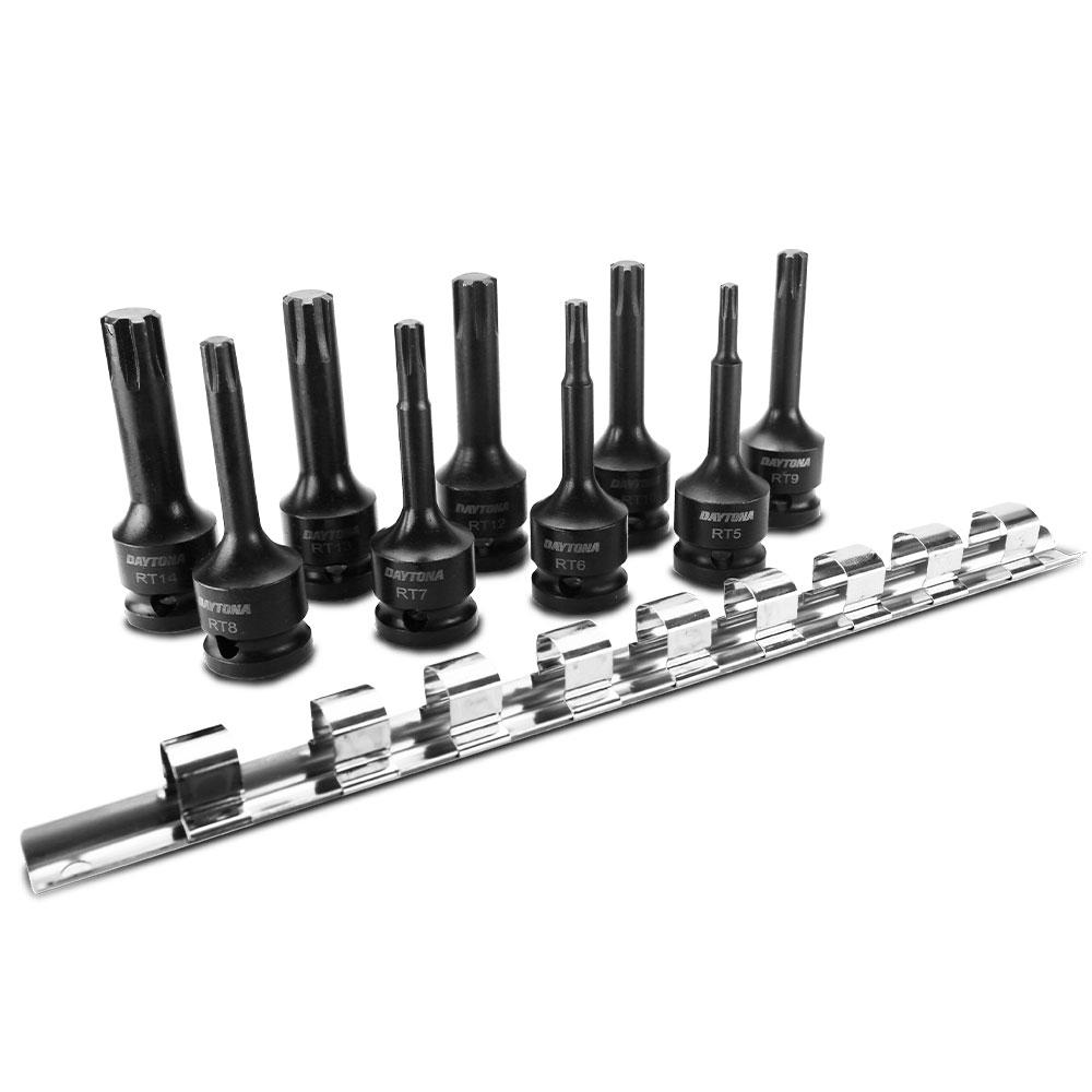 Daytona DRIS9 9pce 1/2" RT5-RT14 Ribe Impact Socket Set On Rail