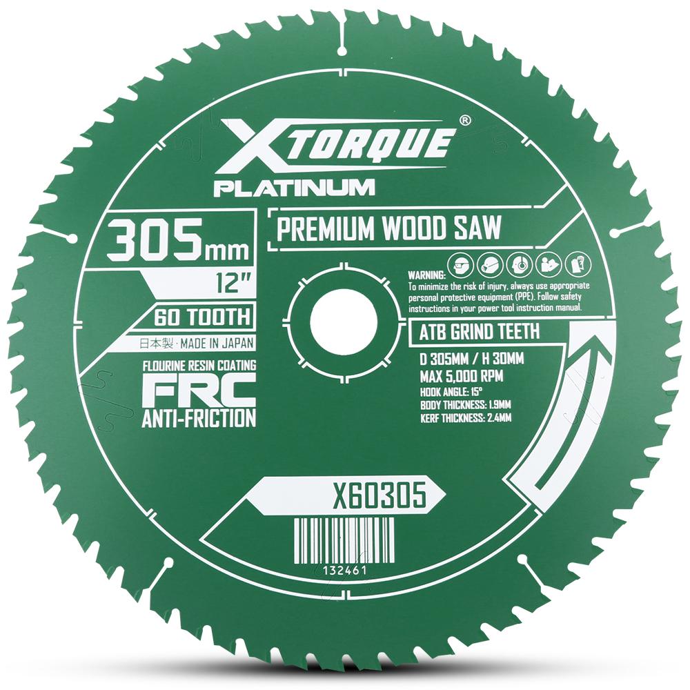 Xtorque X60305 Platinum 305mm (12") 60-Tooth Premium Wood Carbide Tipped Saw Blade - MADE IN JAPAN