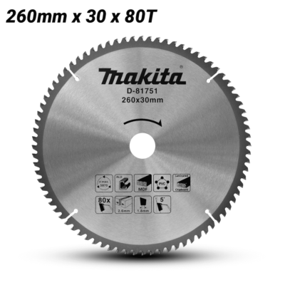 Makita D-81751 260mm x 30mm x 80T MULTI CUT TCT Saw Blade