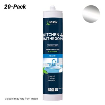 Bostik 3081813520PK 20-Pack 300ml Kitchen & Bathroom Acetic Cure Wet Area Silicone - Translucent