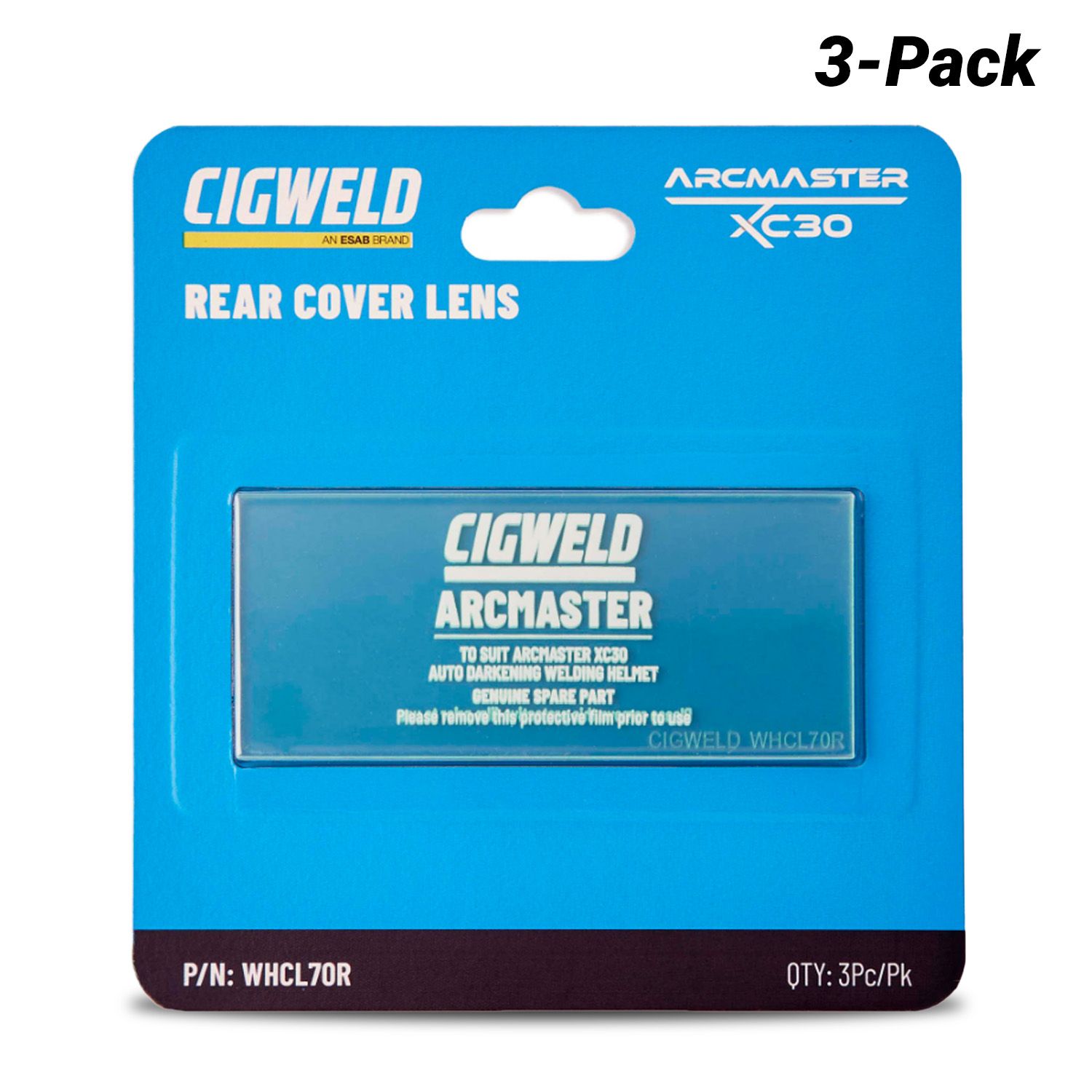 Cigweld WHCL70R 3-Pack Rear Cover Lens to Suit ARCMASTER XC30 HELMET