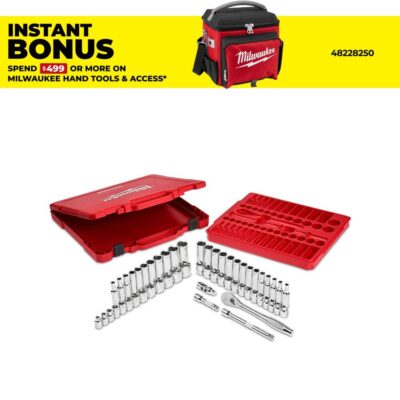 Milwaukee 48229008 56pce 3/8" Drive Ratchet & Socket SAE (Imperial & Metric) Set