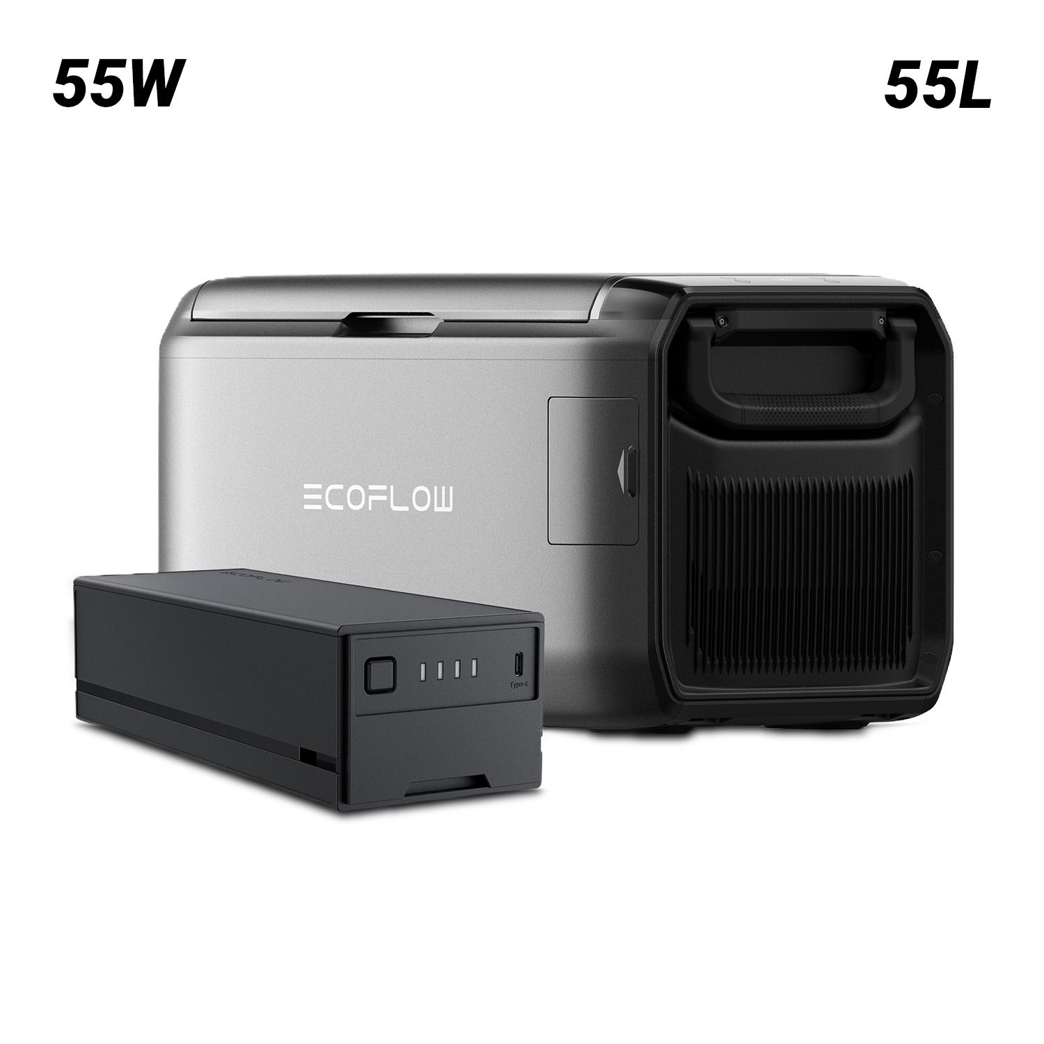 EcoFlow EFGLACIER55L-AU-EB 55L 55W GLACIER Portable Dual Zone Refrigerator with 298Wh Plug-in Battery