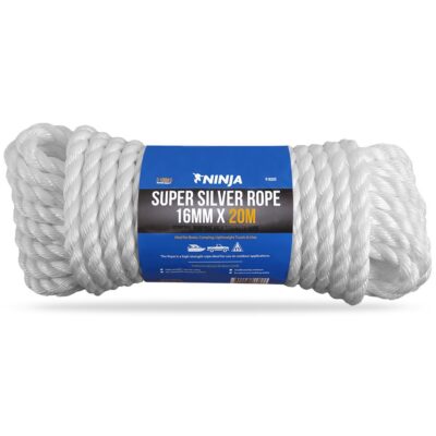 Ninja N1620S White 16mm x 20m Super Silver Rope - 3100kg Breaking Strength