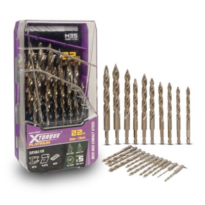 Xtorque XP22M35 22Pce HSS M35 Sharkstep Impact Driver Ready Drill Bits Set
