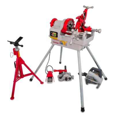 PlumBOSS THRGAPACK3 220E exactCUT Threader, Groover & Short Folding Pipe Stand Kit