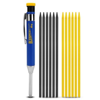 Bleispitz 13621409 Metal Dry Profi Deep Hole Marker with Graphite & Yellow Refills - MADE IN EUROPE
