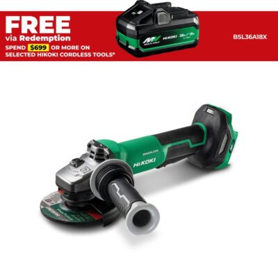 HiKOKI G3613DVF(H4Z) 36V Li-ion Cordless Brushless 125mm (5") Angle Grinder with Paddle Switch - Skin Only
