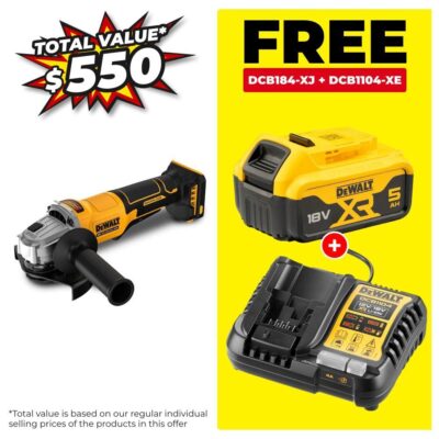DeWalt DCG408N-XJ 18V XR Brushless 125mm Angle Grinder with Paddle Switch - Skin Only
